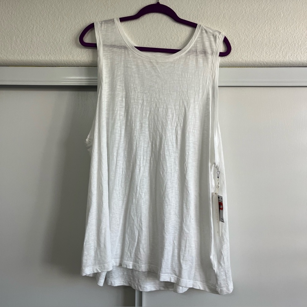 Caslon Womens White Sleeveless Casual Tank Top Size 3X NWT